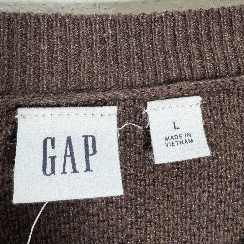 NWT GAP Sweater Womens Sz L Bella Crew Lightweight Thermal Knit Cozy Brown NEW - Picture 4 of 8